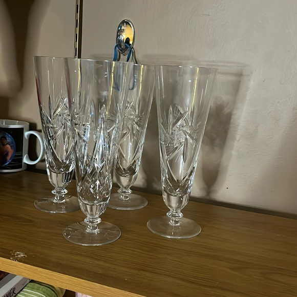 Pinwheel crystal MCM champagne flutes - Picture 1 of 4